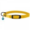 Collar for cats round leather BronzeDog Premium elastic band and bell Mustard